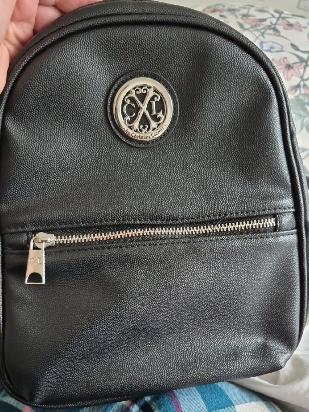 Christian Lacroix Black Mini Backpack with Silver Hardware